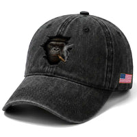 Cool Gorilla With Cigar Washed Cotton Baseball Cap Animal Lover Gift