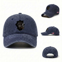 Cool Gorilla With Cigar Washed Cotton Baseball Cap Animal Lover Gift