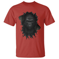 Angry Gorilla Face On Cracked Wall T Shirt Animal Lover Gift - Wonder Print Shop