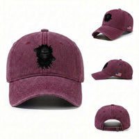 Angry Gorilla Face On Cracked Wall Washed Cotton Baseball Cap Animal Lover Gift