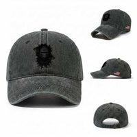 Angry Gorilla Face On Cracked Wall Washed Cotton Baseball Cap Animal Lover Gift