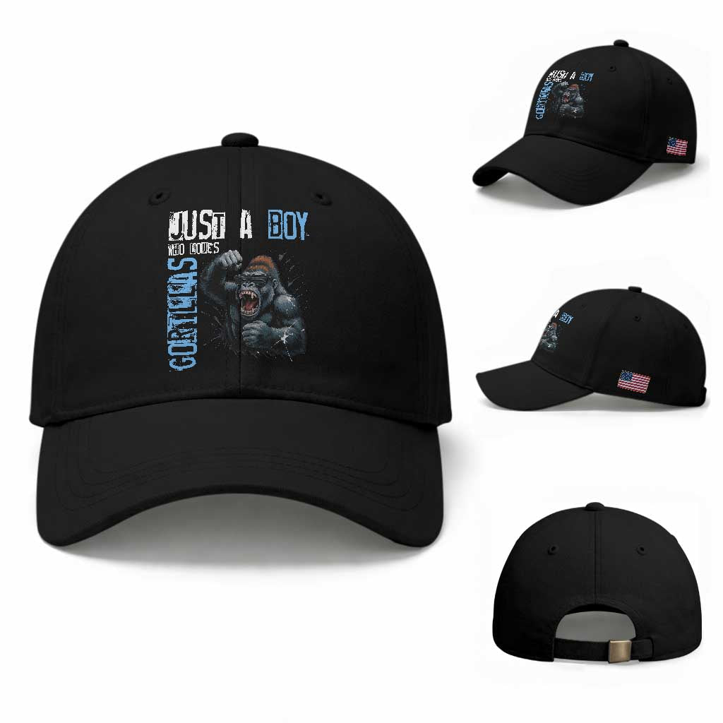 Just A Boy Who Loves Gorillas Baseball Cap Gorilla Lover Gift