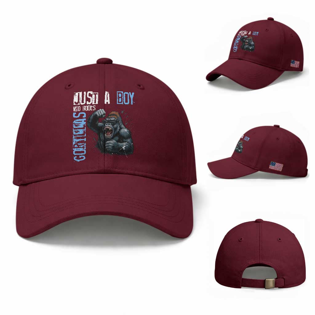 Just A Boy Who Loves Gorillas Baseball Cap Gorilla Lover Gift