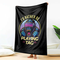 VR Gamer Gorilla Throw Blanket I’d Rather Be Playing Tag Gift - Wonder Print Shop