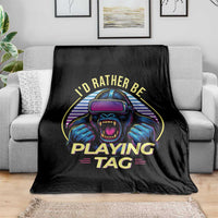 VR Gamer Gorilla Throw Blanket I’d Rather Be Playing Tag Gift - Wonder Print Shop
