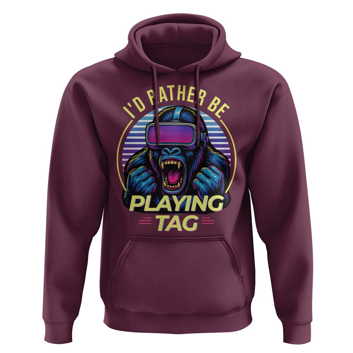 VR Gamer Gorilla Hoodie I’d Rather Be Playing Tag Gift - Wonder Print Shop