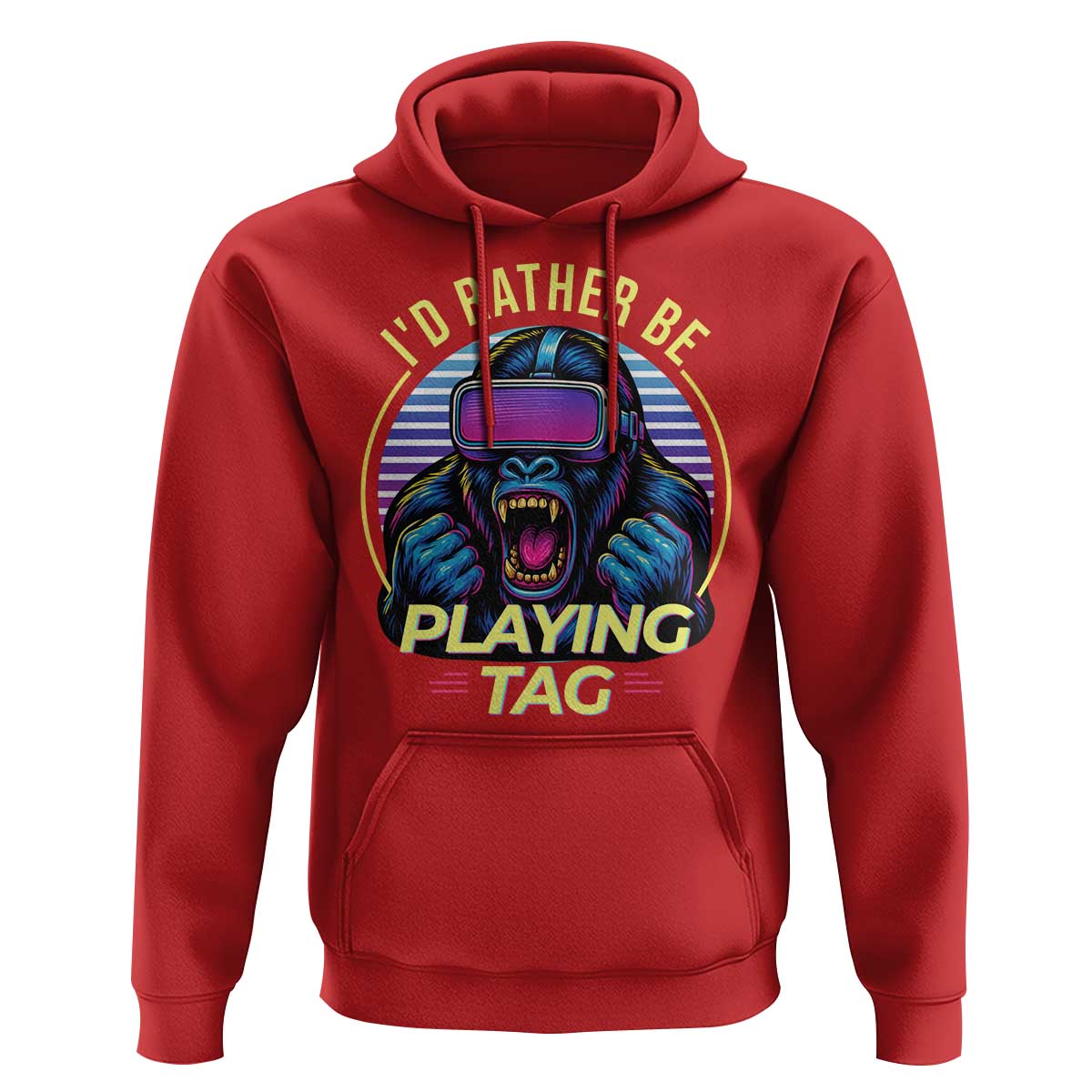 VR Gamer Gorilla Hoodie I’d Rather Be Playing Tag Gift - Wonder Print Shop