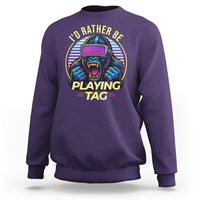 VR Gamer Gorilla Sweatshirt I’d Rather Be Playing Tag Gift - Wonder Print Shop