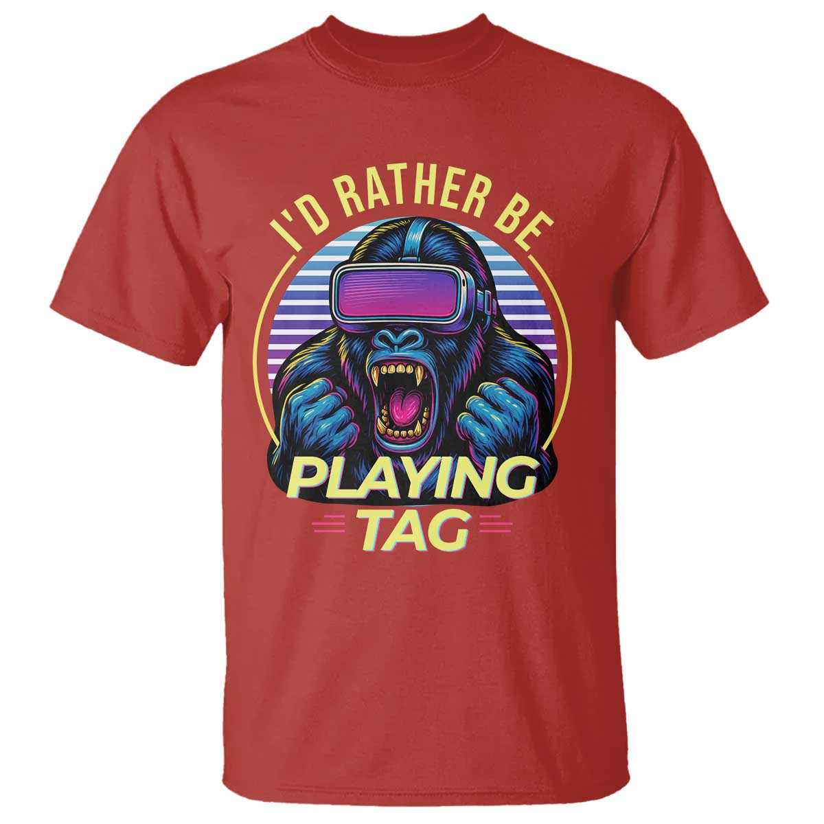 VR Gamer Gorilla T Shirt I’d Rather Be Playing Tag Gift - Wonder Print Shop