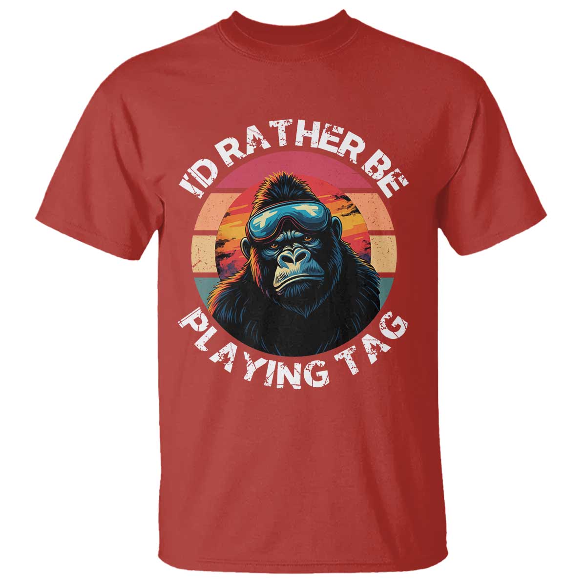 Funny Gorilla Lover T Shirt I’d Rather Be Playing Tag VR Game - Wonder Print Shop