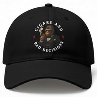 Cigars And Bad Decisions Baseball Cap Funny Gorilla Gift