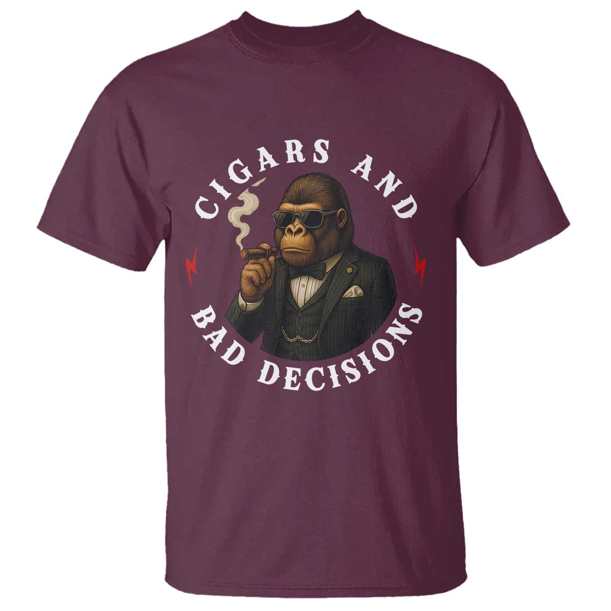 Cigars And Bad Decisions T Shirt Funny Gorilla Gift - Wonder Print Shop