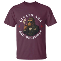 Cigars And Bad Decisions T Shirt Funny Gorilla Gift - Wonder Print Shop
