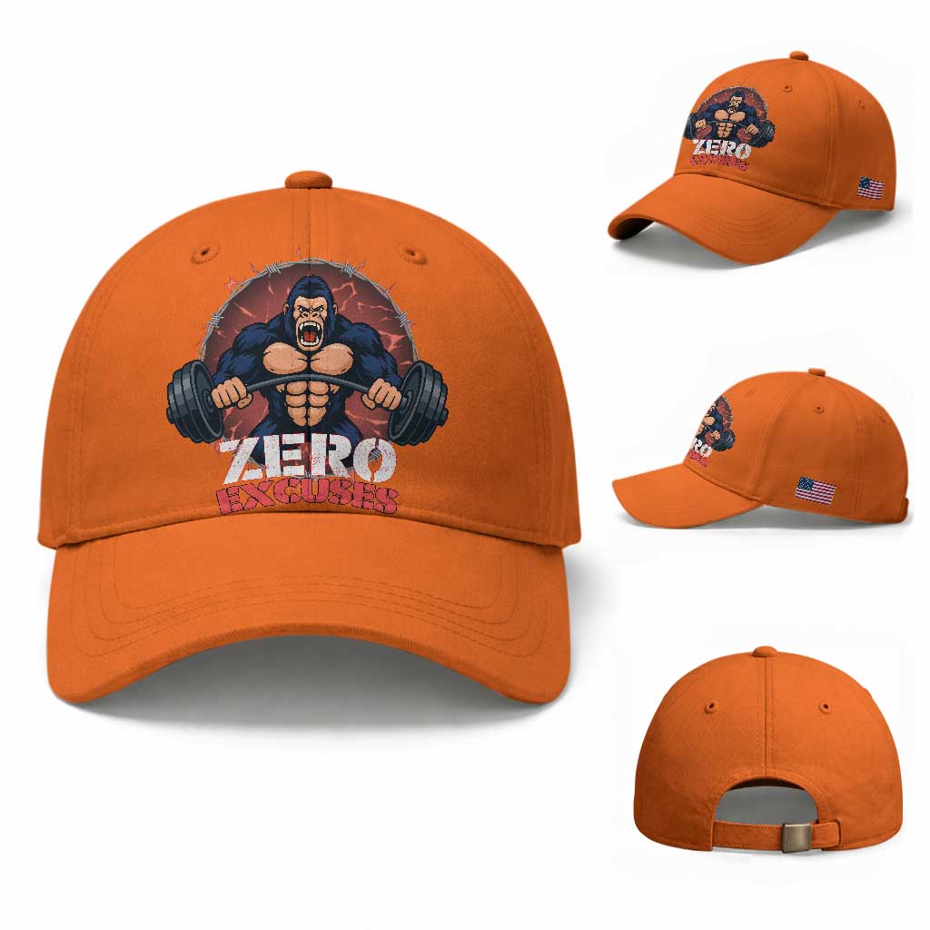 Zero Excuses Baseball Cap Gorilla Fitness Lover Gift