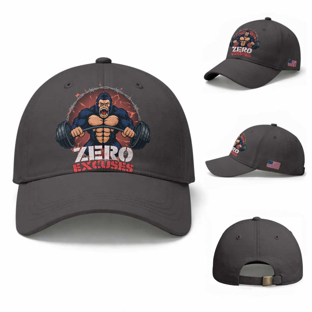 Zero Excuses Baseball Cap Gorilla Fitness Lover Gift