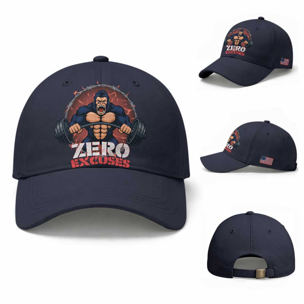 Zero Excuses Baseball Cap Gorilla Fitness Lover Gift