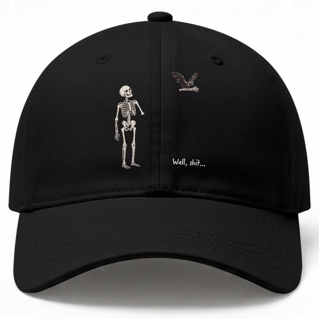 Funny Well Shit Skeleton Baseball Cap Bat Carrying Bones Halloween Gift