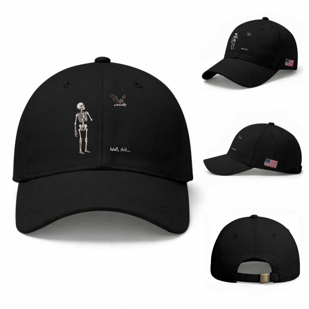 Funny Well Shit Skeleton Baseball Cap Bat Carrying Bones Halloween Gift