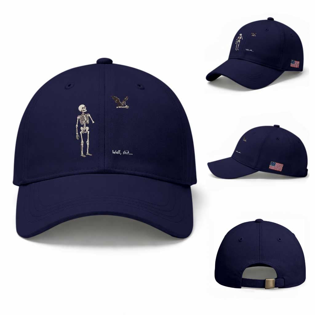 Funny Well Shit Skeleton Baseball Cap Bat Carrying Bones Halloween Gift