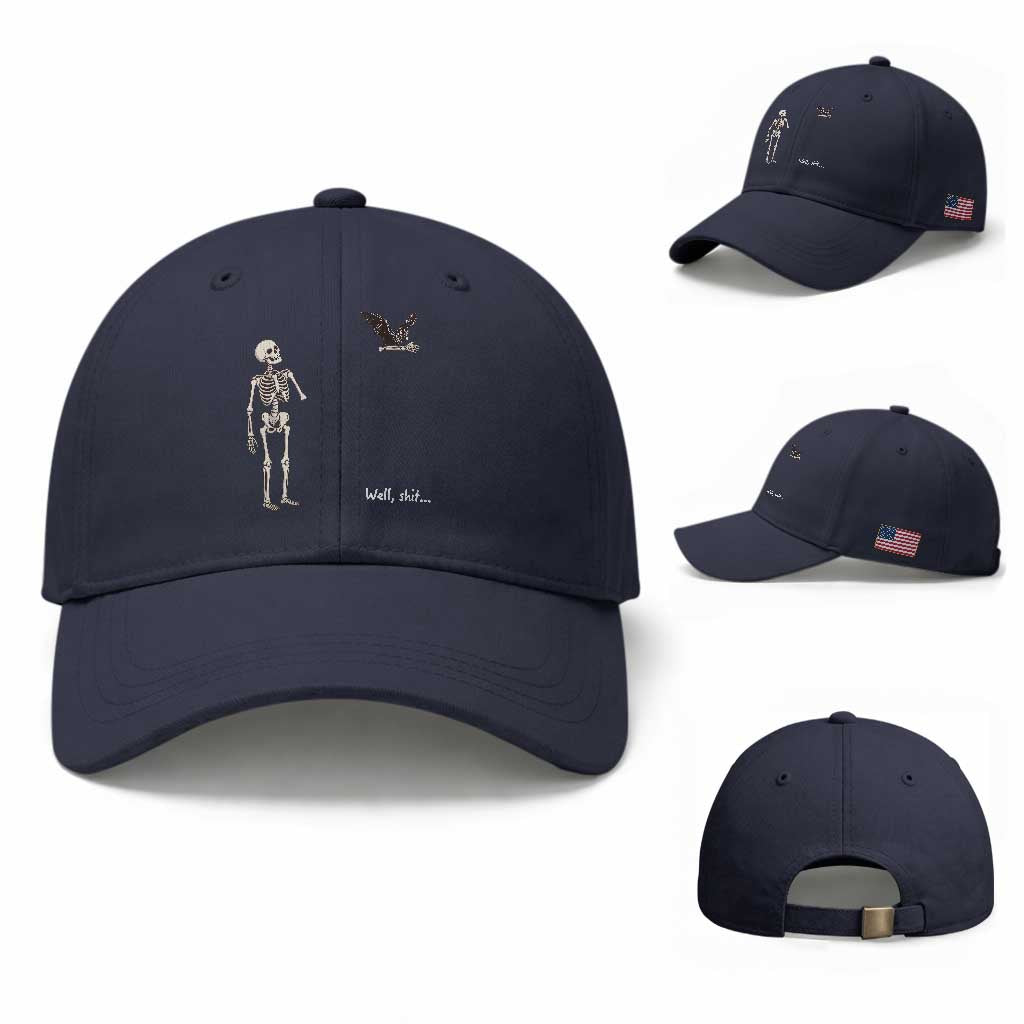 Funny Well Shit Skeleton Baseball Cap Bat Carrying Bones Halloween Gift