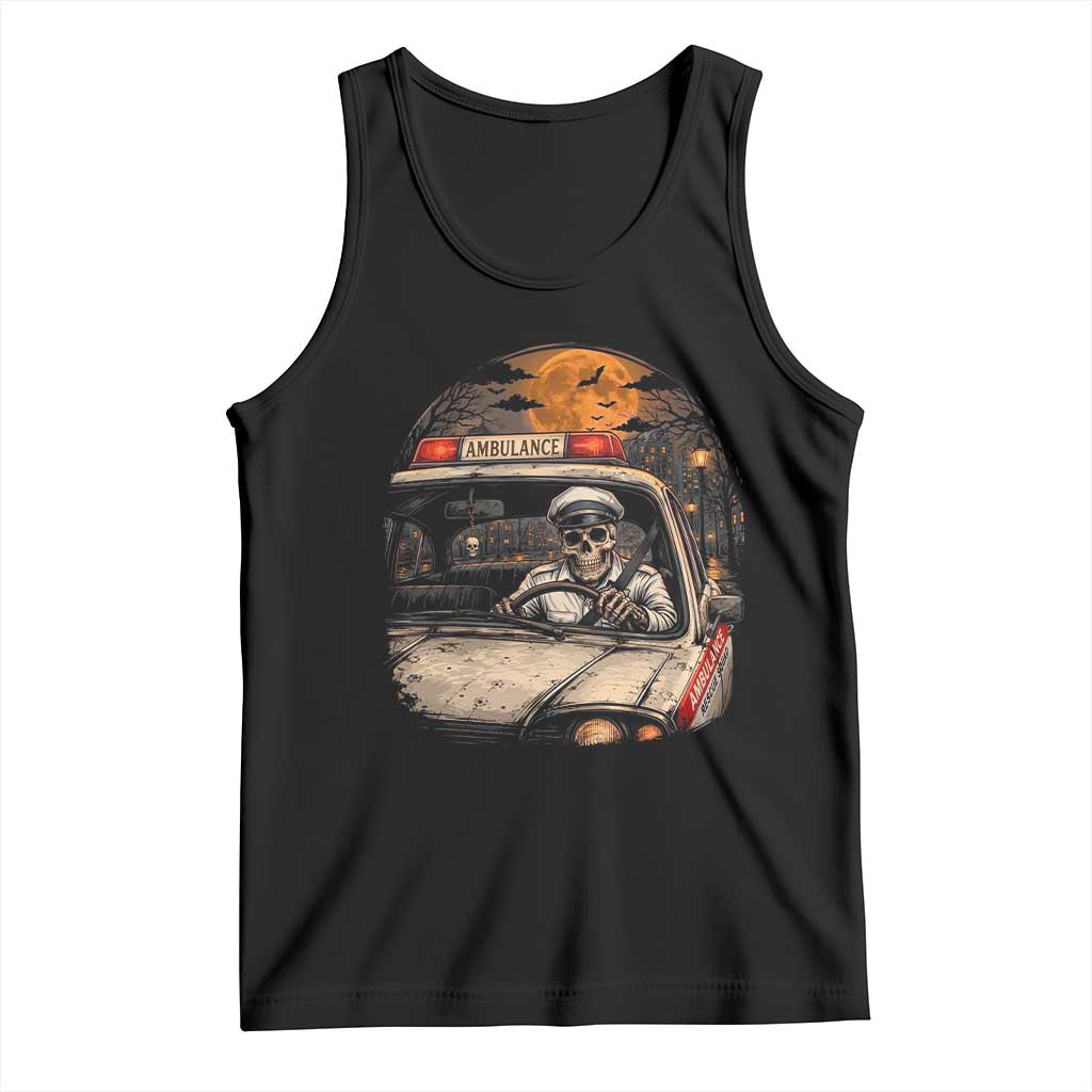 Funny Halloween Skeleton Paramedic Ambulance Driver Tank Top Spooky Rescue Squad Emergency Medical