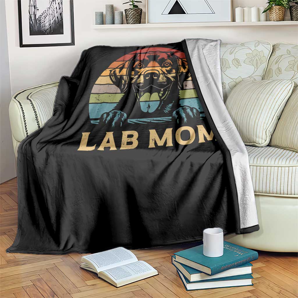 Lab Mom Throw Blanket Retro Sunset Dog Mom Gift - Wonder Print Shop