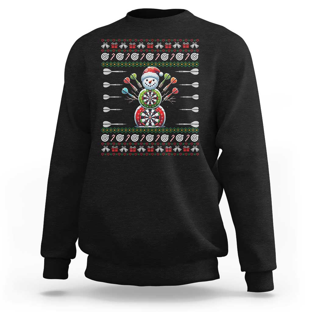 Funny Snowman Dartboard Sweatshirt Dartist Ugly Christmas Gift - Wonder Print Shop