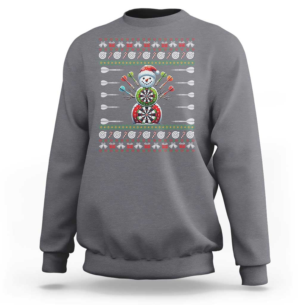 Funny Snowman Dartboard Sweatshirt Dartist Ugly Christmas Gift - Wonder Print Shop