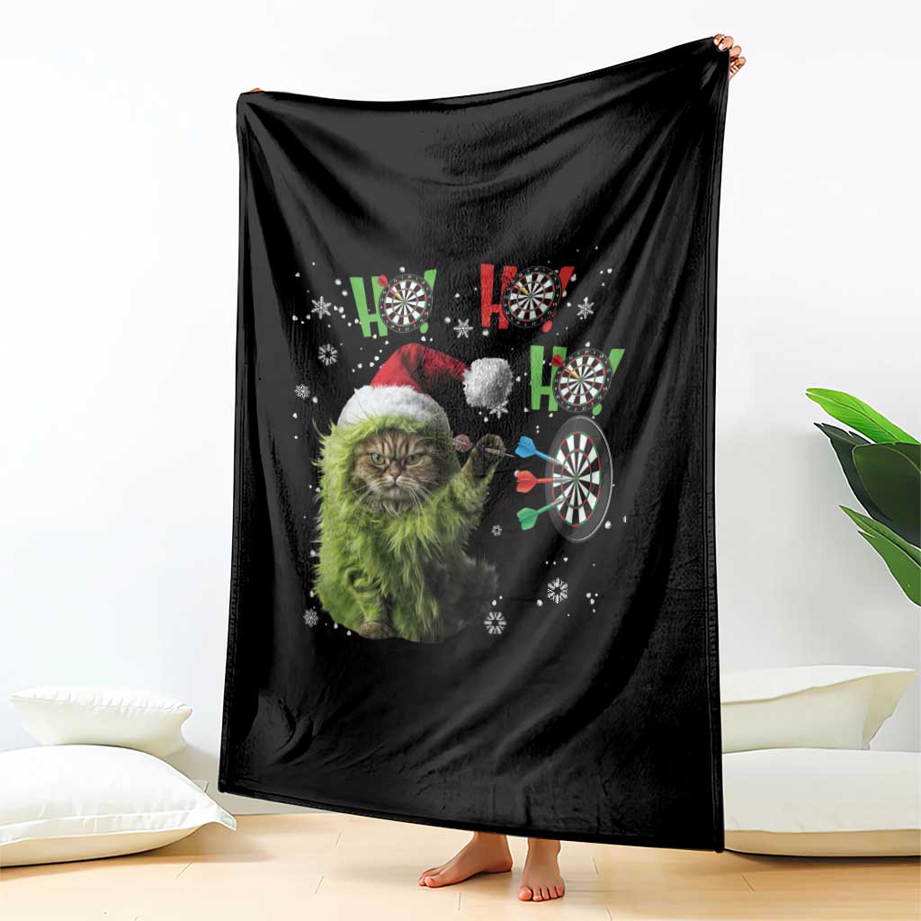 Funny Cat Throwing Dart Ho Ho Ho Throw Blanket Christmas Gift For Dart Player - Wonder Print Shop