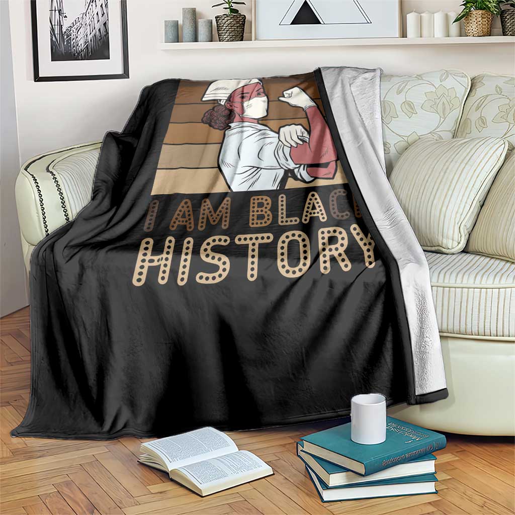 Proud Black Nurse Throw Blanket I Am Black History - Wonder Print Shop