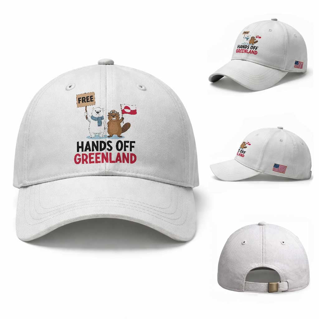 Funny Polar Bear Political Protest Baseball Cap Hands Off Greenland