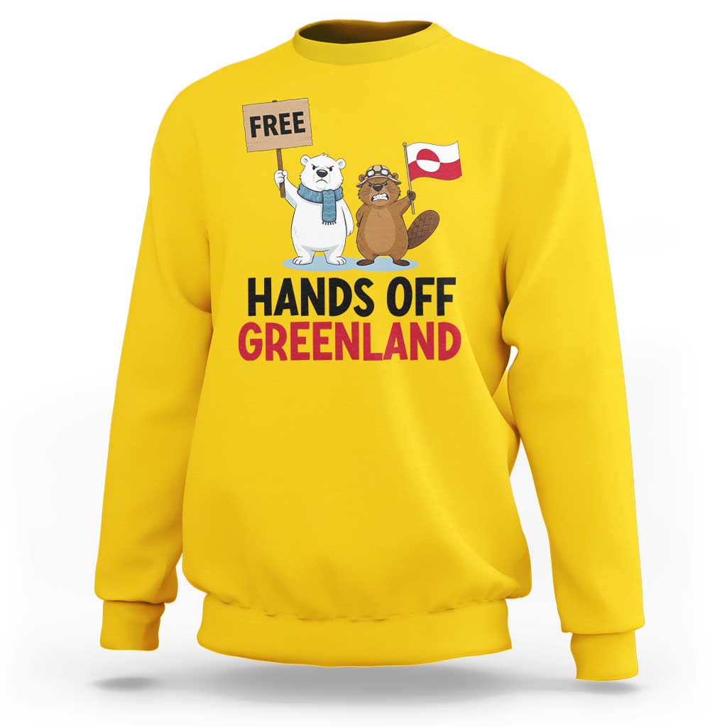 Funny Polar Bear Political Protest Sweatshirt Hands Off Greenland