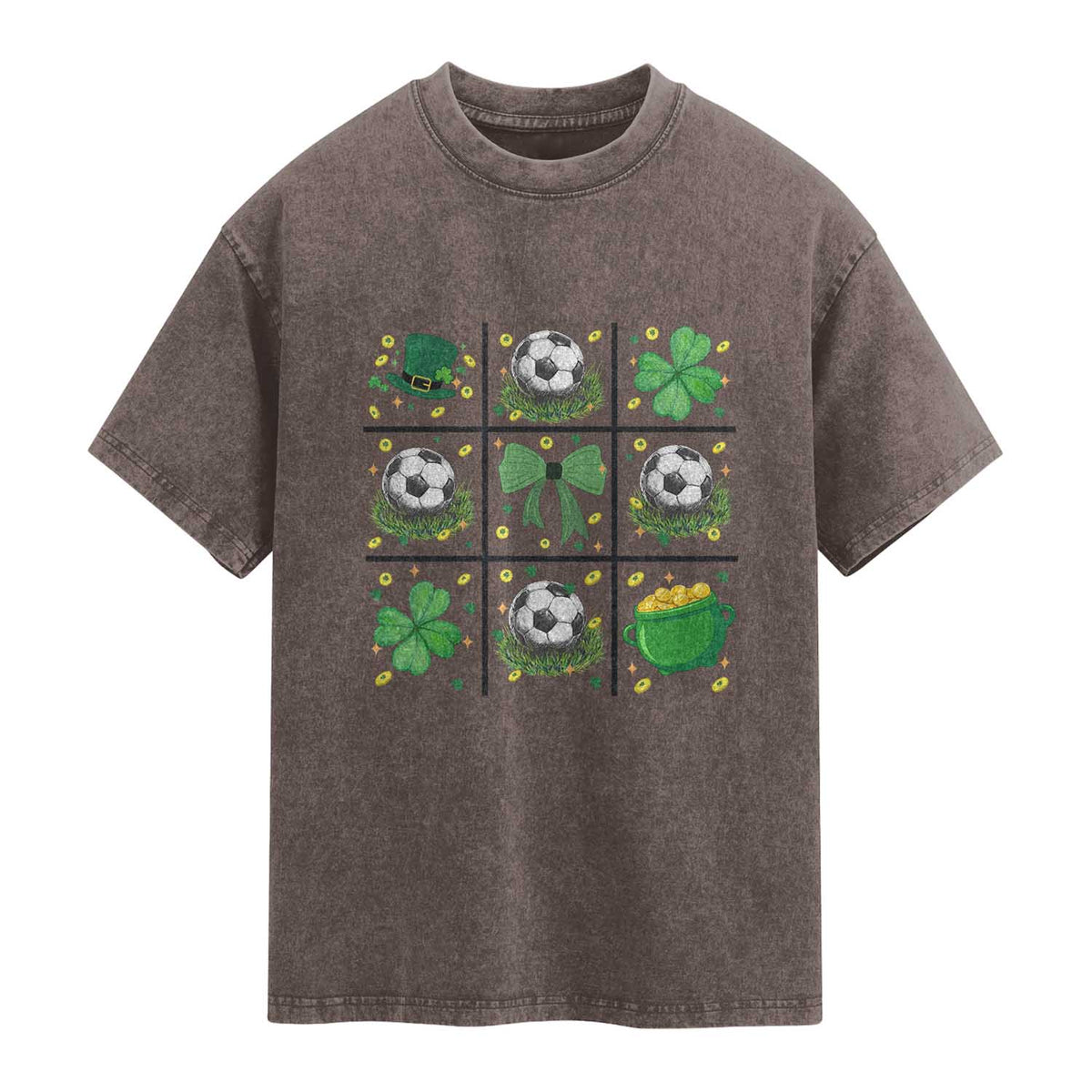 St Patricks Day Soccer Washed Cotton T-Shirt Irish Pride Gift