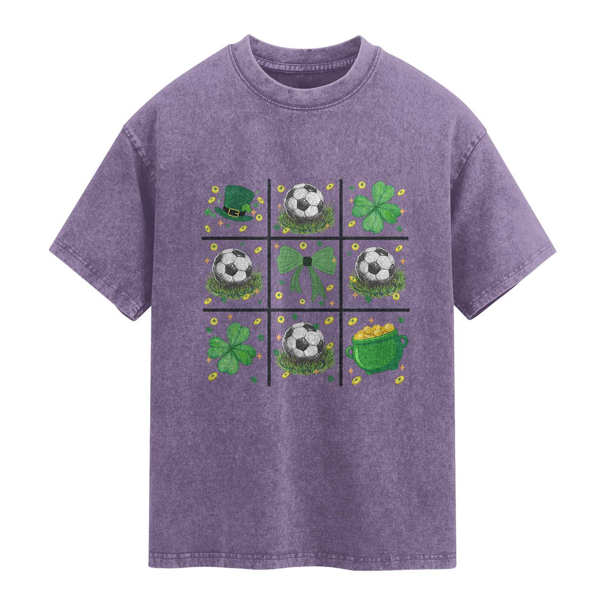 St Patricks Day Soccer Washed Cotton T-Shirt Irish Pride Gift