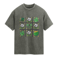 St Patricks Day Soccer Washed Cotton T-Shirt Irish Pride Gift