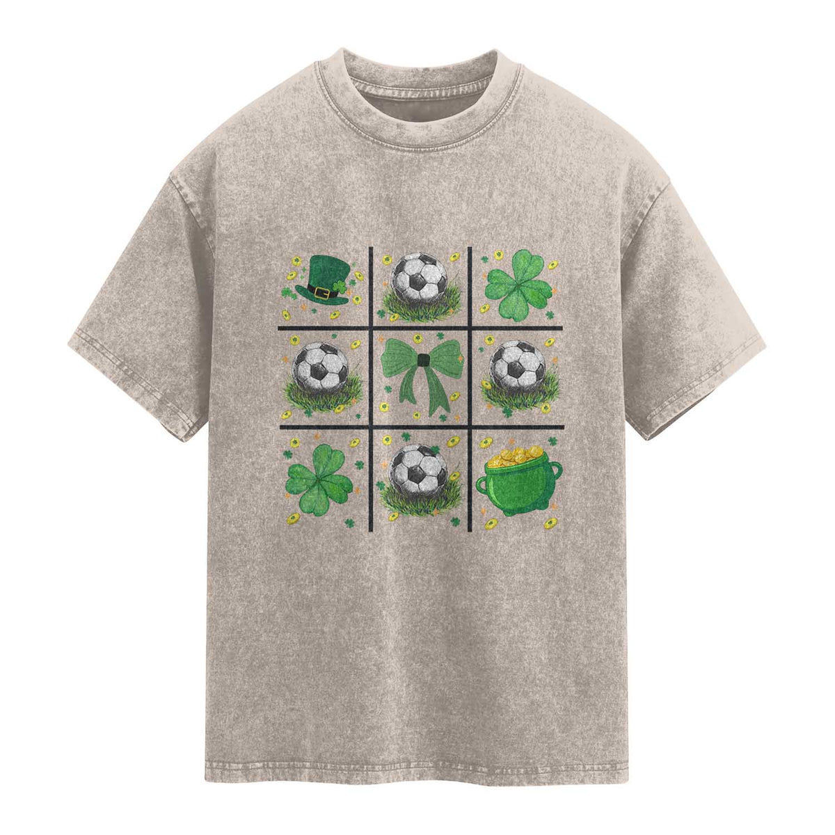 St Patricks Day Soccer Washed Cotton T-Shirt Irish Pride Gift