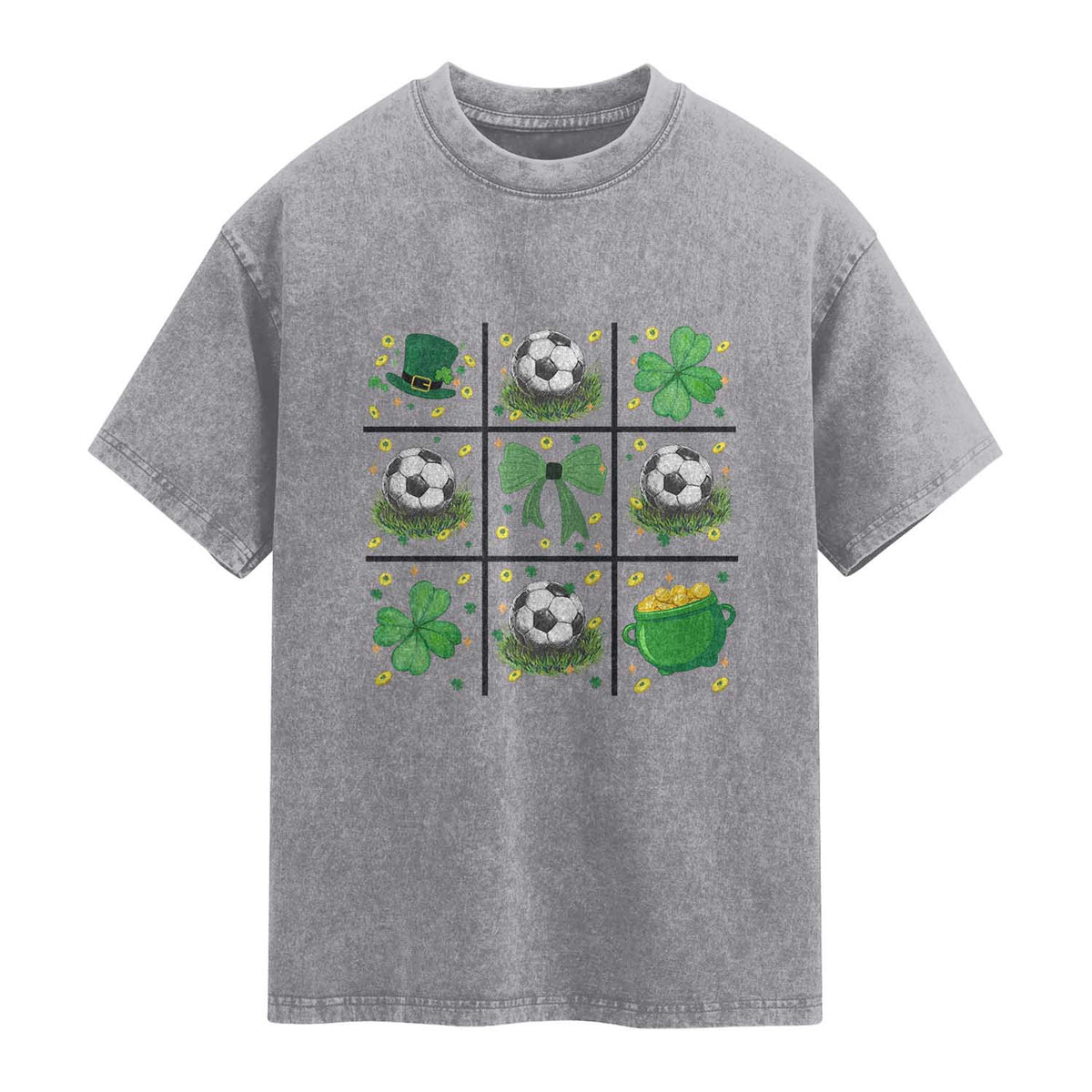 St Patricks Day Soccer Washed Cotton T-Shirt Irish Pride Gift