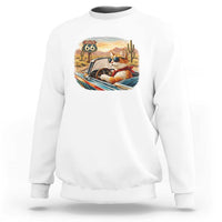 Route Highway 66 Cat Sweatshirt Americana Road Trip