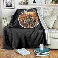 Route Highway 66 Motorcycle Cat Throw Blanket Road Trip Adventure