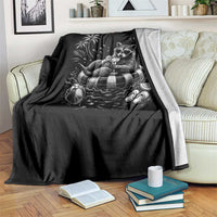 Funny Beach Vacation Trash Panda Throw Blanket Summer Raccoon Graphic
