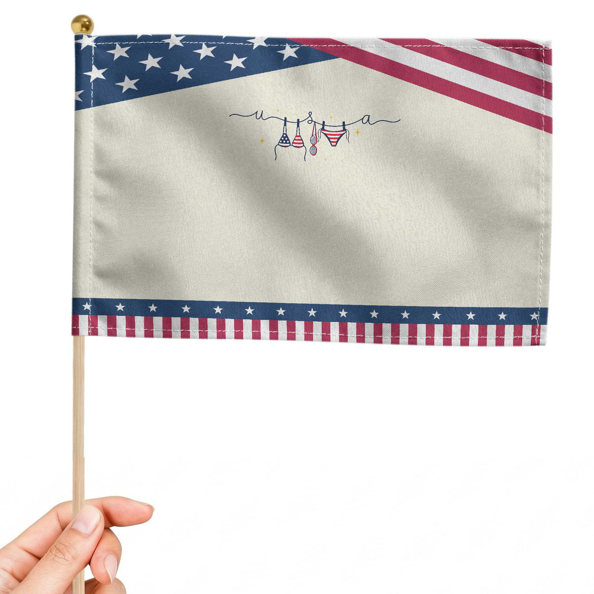 American Flag Bikini Patriotic Handheld Flag USA Summer Vacation Gift