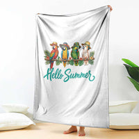 Hello Summer Parrots Throw Blanket Tropical Beach Vacation Graphic