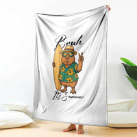 Bruh Its Summer Throw Blanket Funny Capybara Surfer Beach Vacation Gift