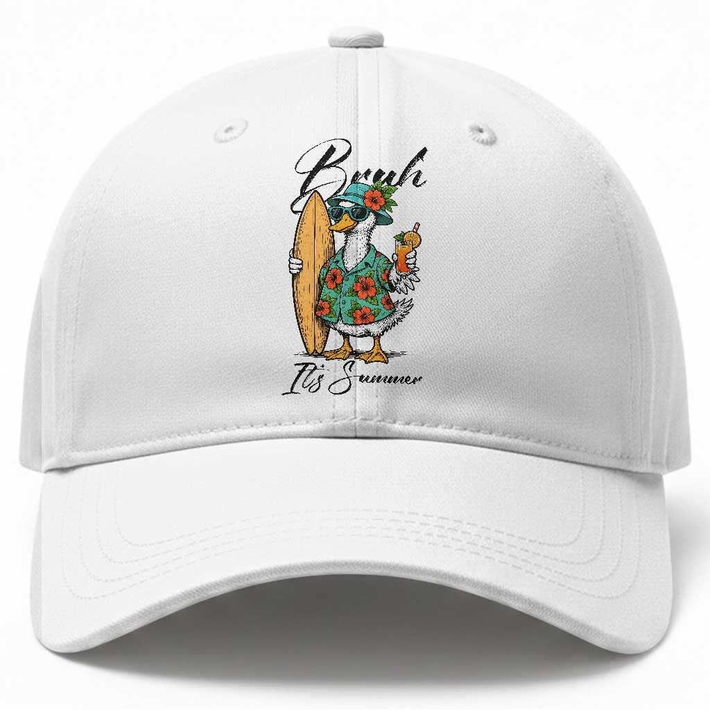 Bruh Its Summer Baseball Cap Funny Hawaiian Goose Surfer Graphic