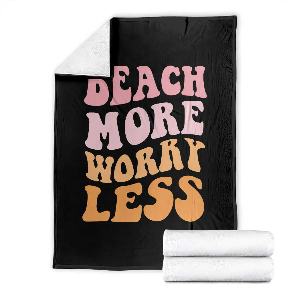 Beach More Worry Less Throw Blanket Boho Summer Vacation