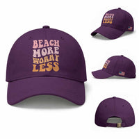 Beach More Worry Less Baseball Cap Boho Summer Vacation