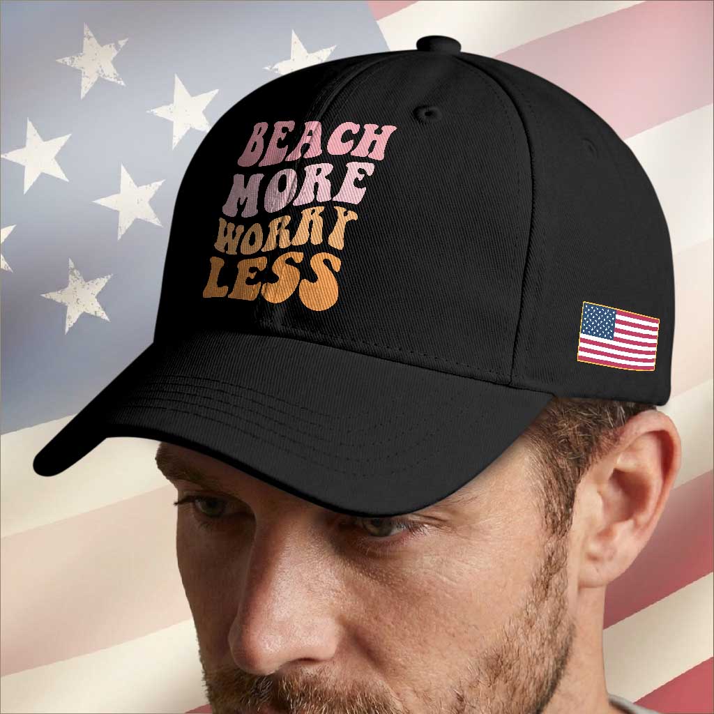 Beach More Worry Less Baseball Cap Boho Summer Vacation