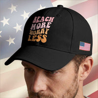 Beach More Worry Less Baseball Cap Boho Summer Vacation