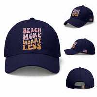 Beach More Worry Less Baseball Cap Boho Summer Vacation