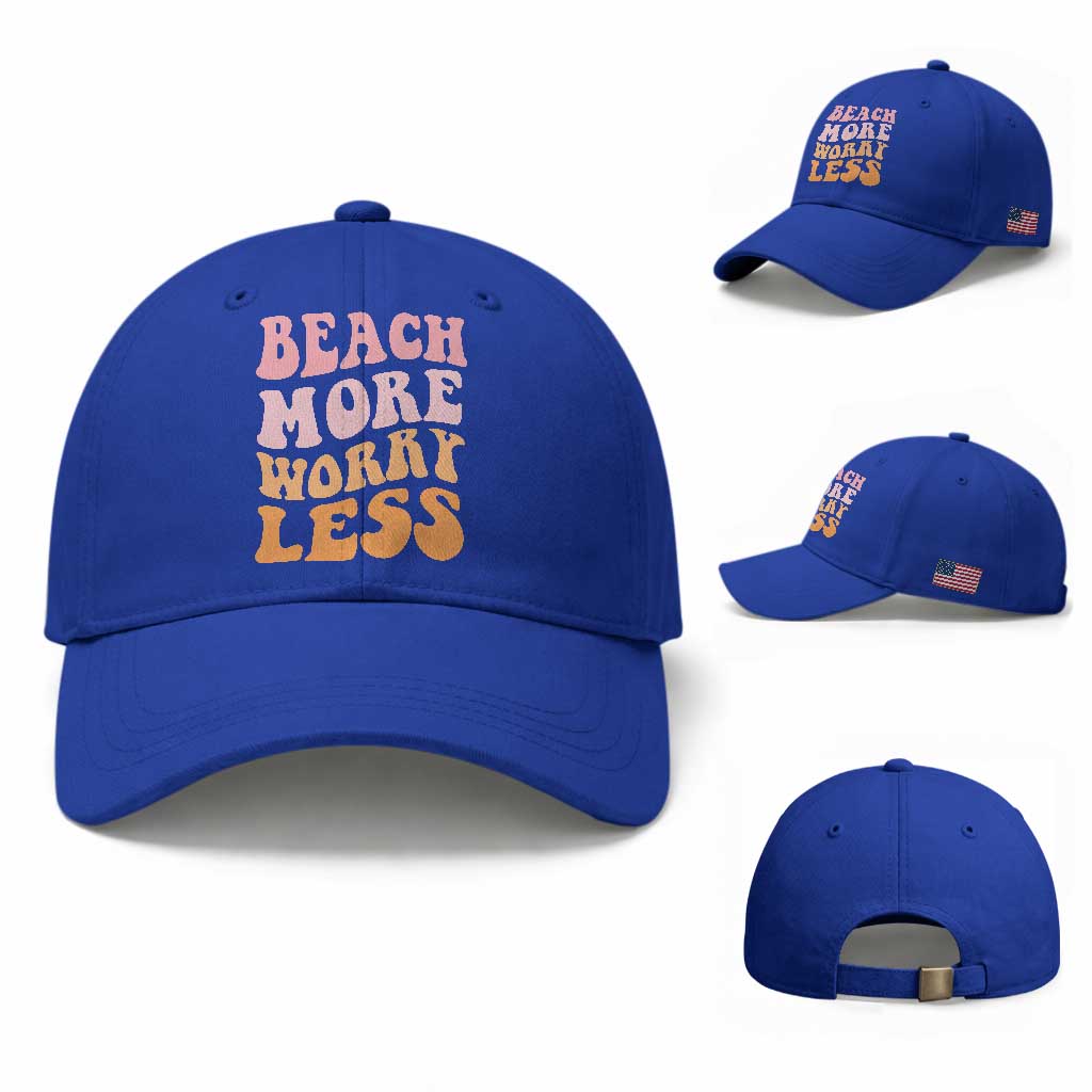 Beach More Worry Less Baseball Cap Boho Summer Vacation